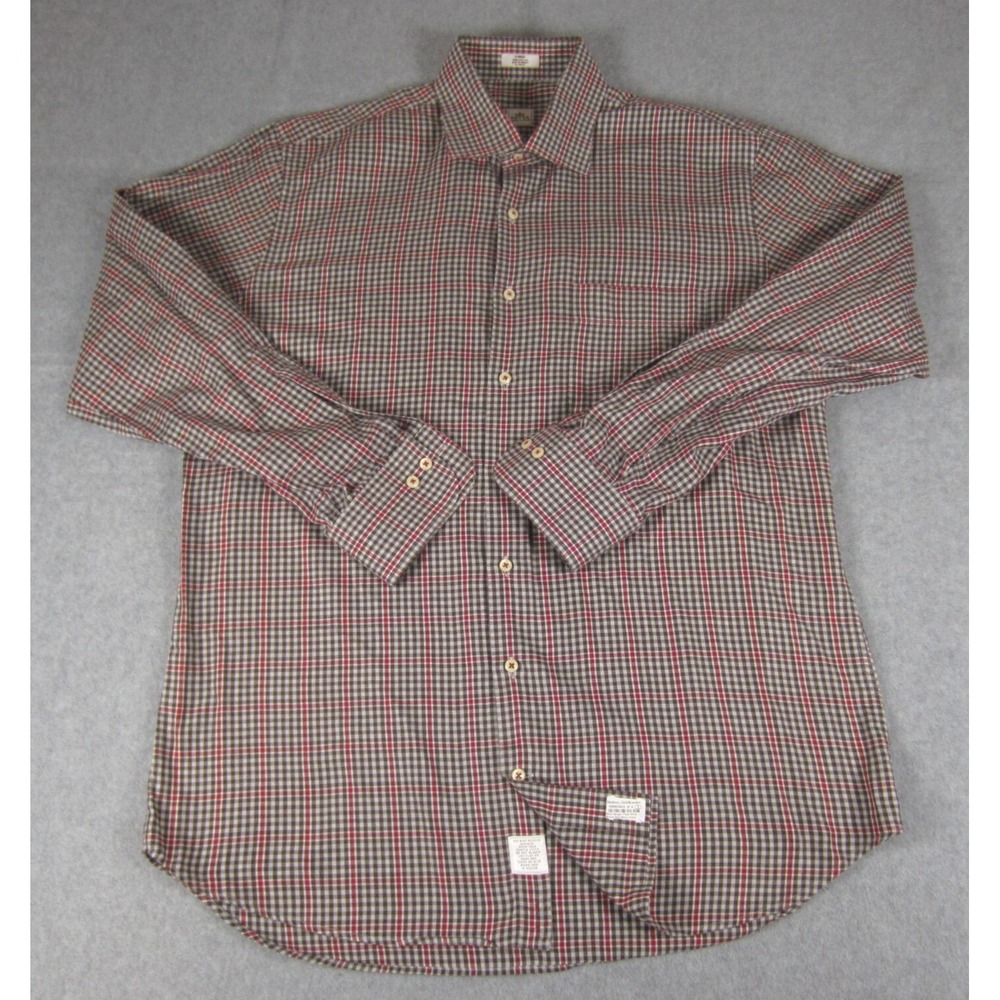 Peter Millar Shirt Mens Large L Red Black Plaid Button Up Long Sleeve Golf Crown